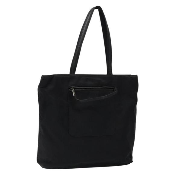 PRADA Tote Bag Nylon Leather Black Silver Auth ki5842 - Picture 1 of 16